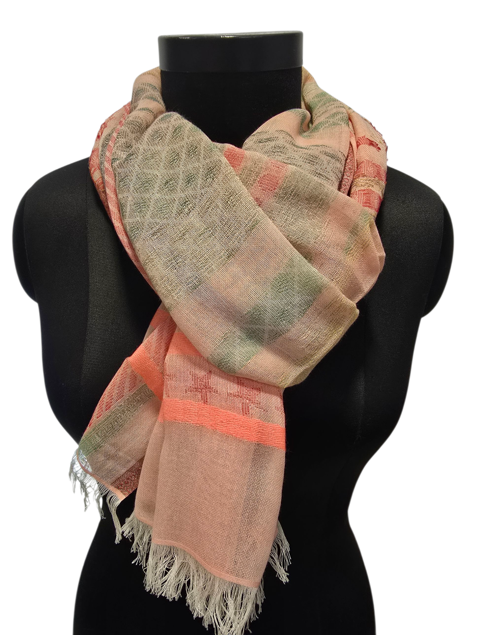 Friskt pastellfarget bomullsskjerf (082)