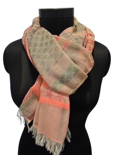 Friskt pastellfarget bomullsskjerf (082)