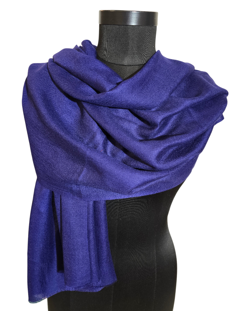 Klassisk blått håndvevet pashmina sjal (4)