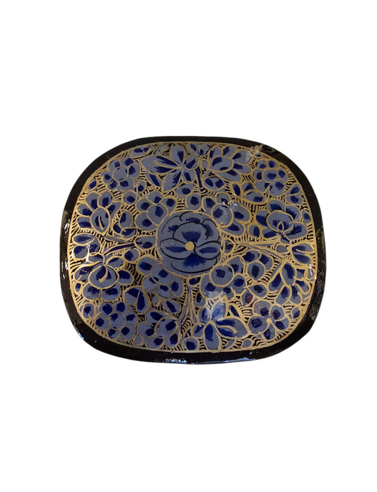 Firkantet smykkeskrin med blå blomster (29)