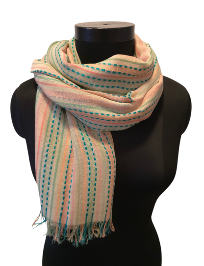 Supermykt tykt bomullsskjerf med kule striper (156)