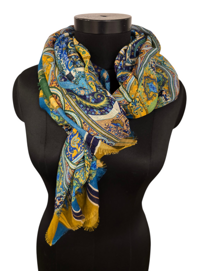 Høstpreget firkantet sjal i merino og silke (17)