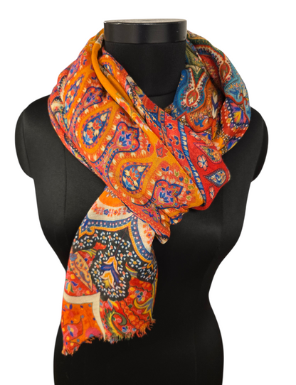 Firkantet sjal i ull og silke (13)