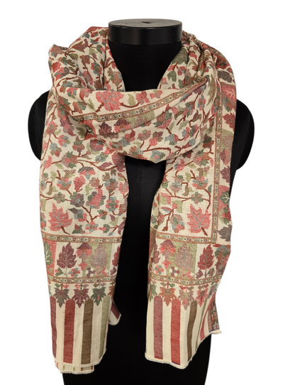 Lyst, varmt og vakkert mønstervevet sjal i 100% merino ull (44)