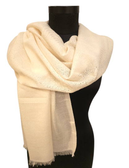 Offwhite skjerf i merino og bomull (09)