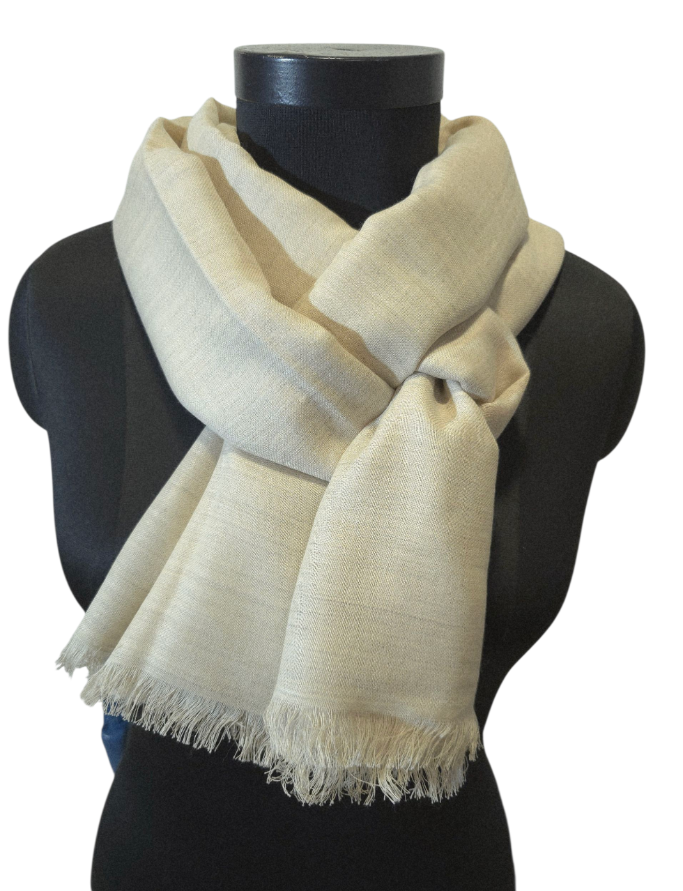 Lyst melert skjerf i merino og bomull (03)