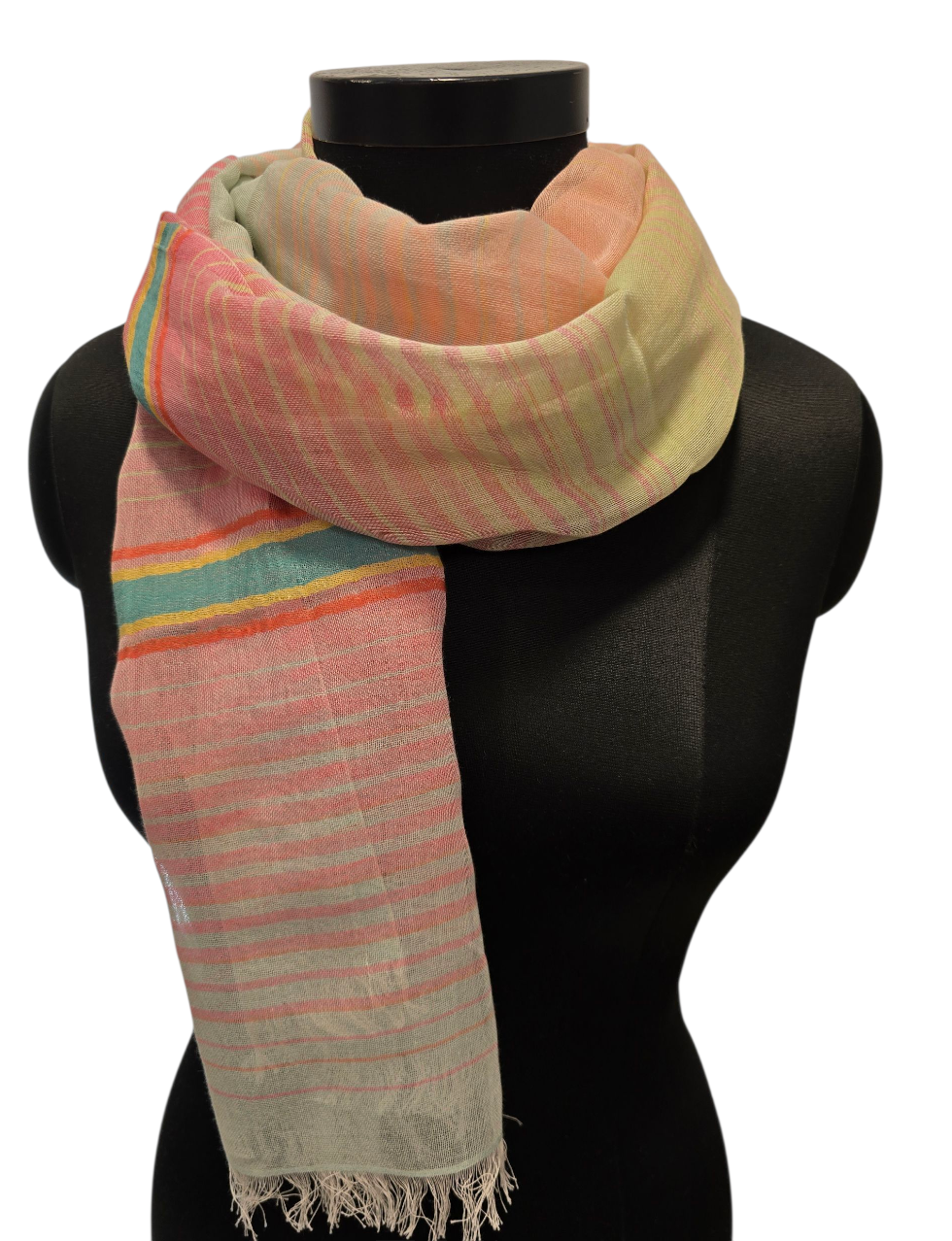 Stripete bomullsskjerf (090)