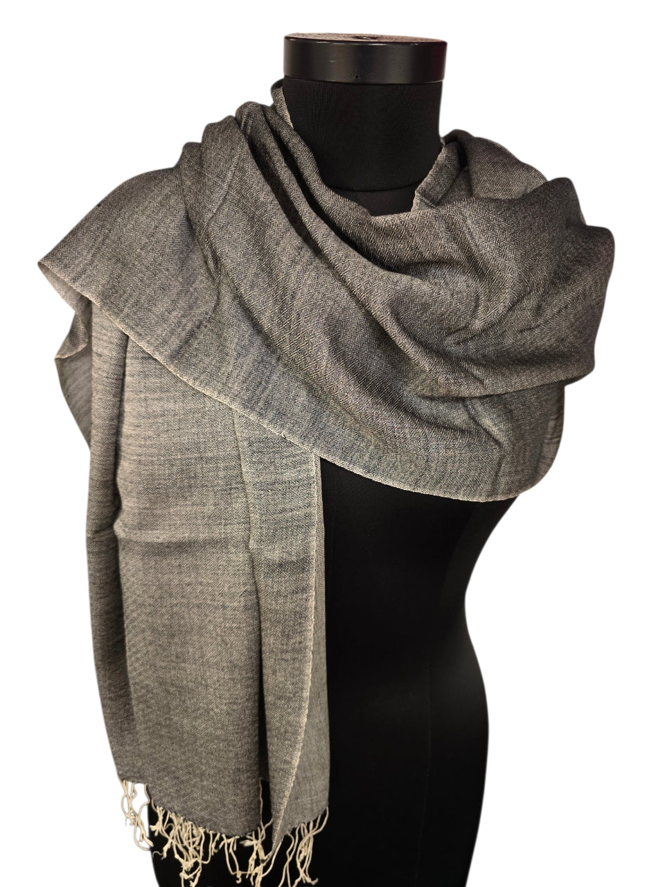 Cashmere - silkeskjerf sort og hvitt (53)