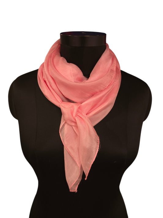 Lys rosa silkeskjerf (90x90cm) i 100% silke (41)