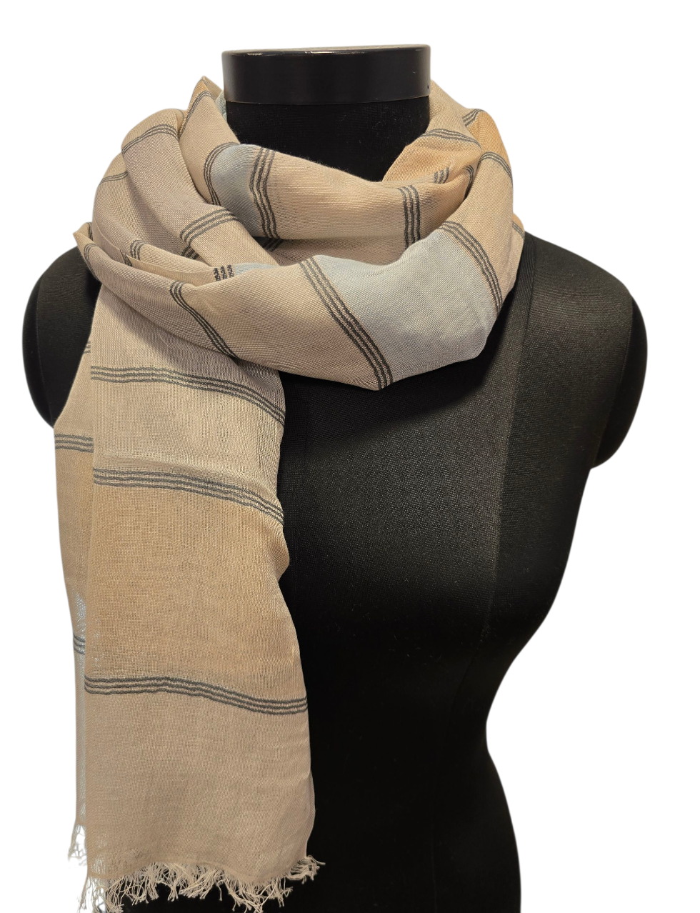 Lett stripete bomullsskjerf (091)