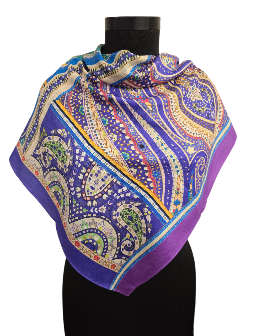 Firkantet silkeskjerf i kalde farger (20)