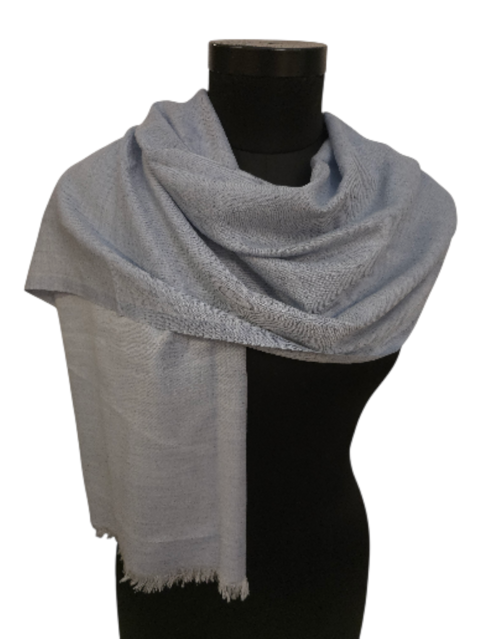 Melert lyseblått skjerf i merino og bomull (11)