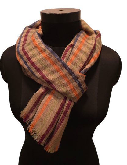 Stripete og rutete skjerf i ren ull (81)