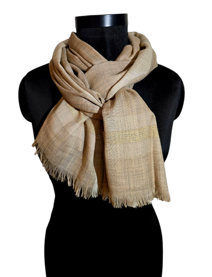 Beige og gråaktig skjerf i ren ull (83)