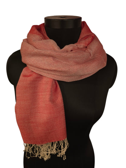 Cashmere - silkeskjerf cayennerødt og hvitt(11)