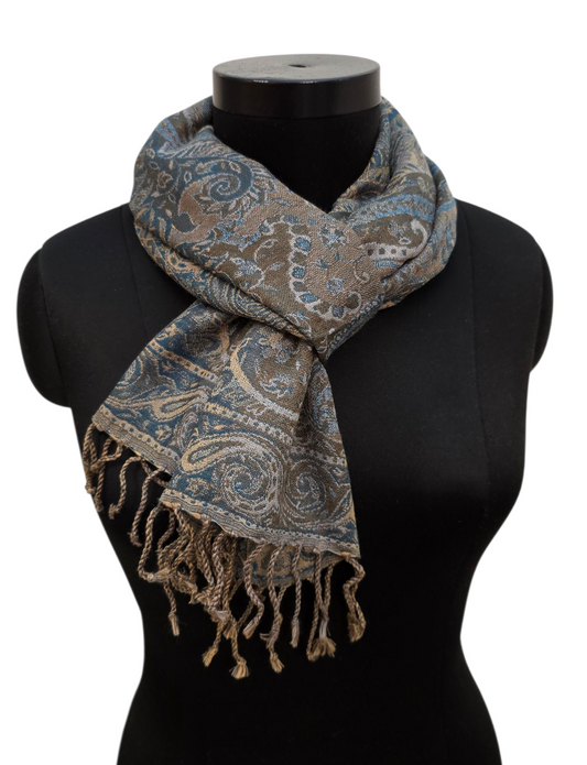 Grønt paisley-mønstret ullskjerf (56)