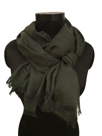 Dyp grønt skjerf i merino og bomull (08)