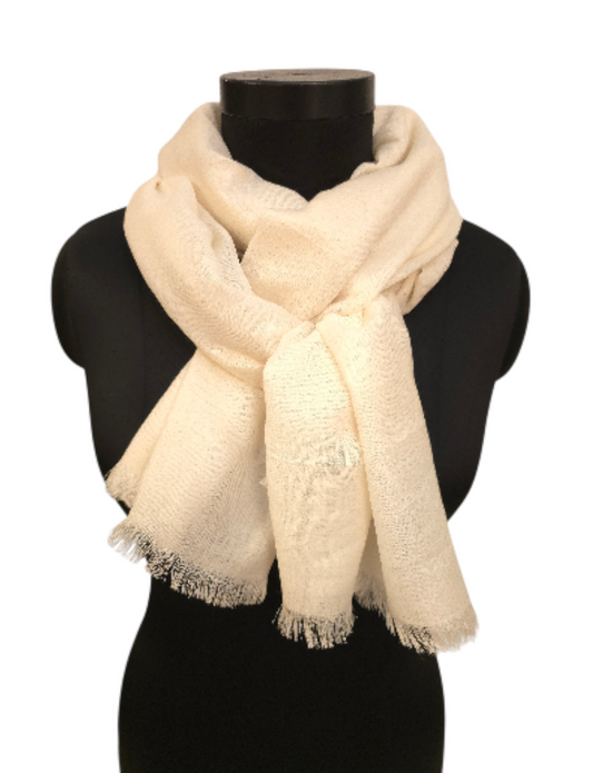 Offwhite skjerf i merino og bomull (09)