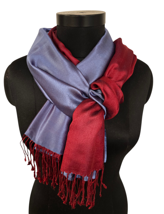 Tosidig rødt og blått silkeskjerf (30)
