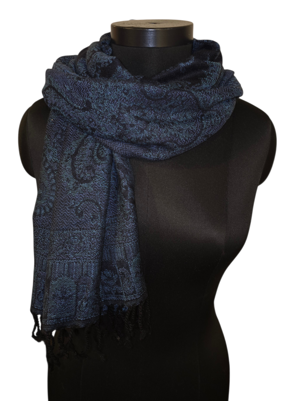 Sort og blått ullskjerf (69)