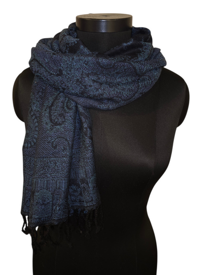 Sort og blått ullskjerf (69)