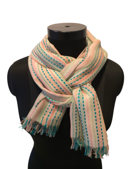 Supermykt tykt bomullsskjerf med kule striper (156)