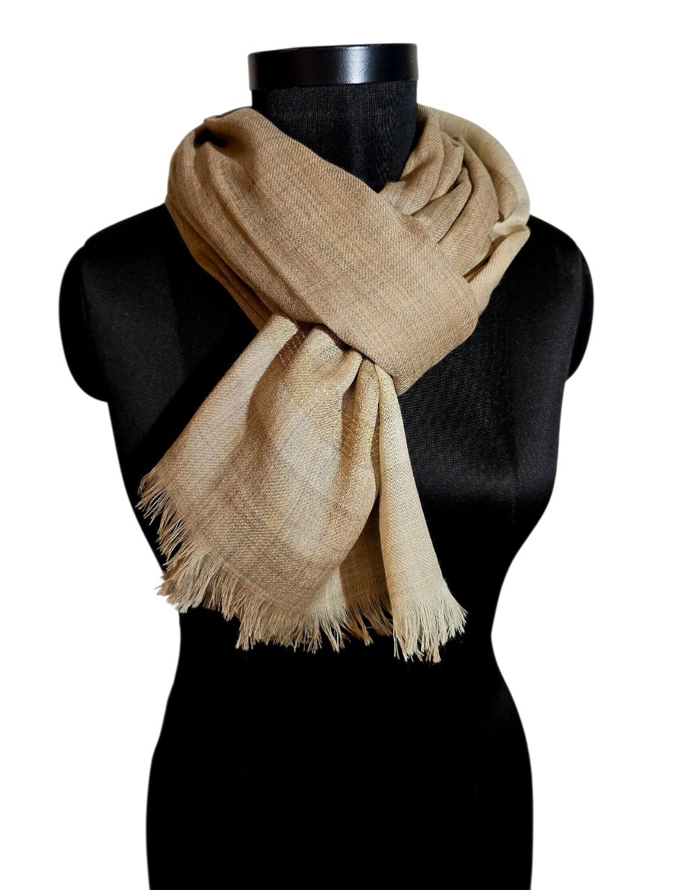 Beige og gråaktig skjerf i ren ull (83)