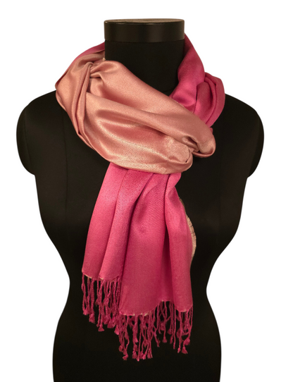 Lekkert tosidig rosa og babyrosa silkeskjerf (35)