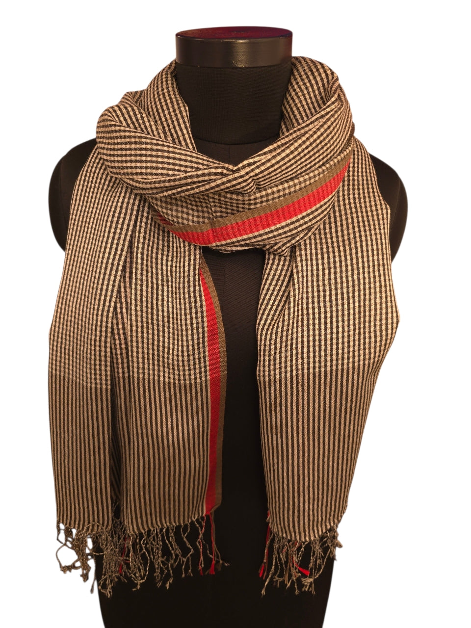 Cashmere og silkeskjerf med ruter og striper (164)