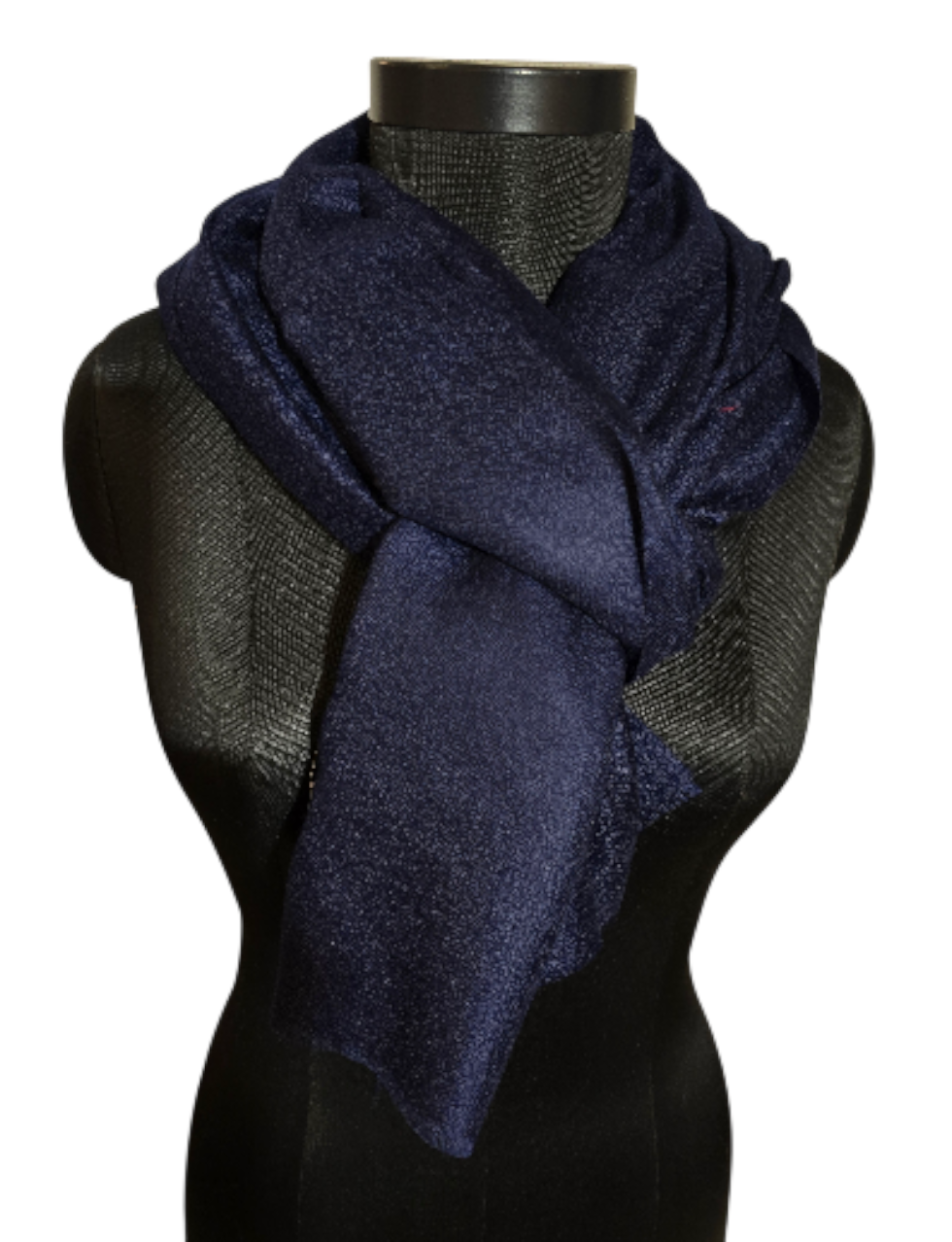 Eksklusivt håndvevet marineblått pashmina sjal (3)