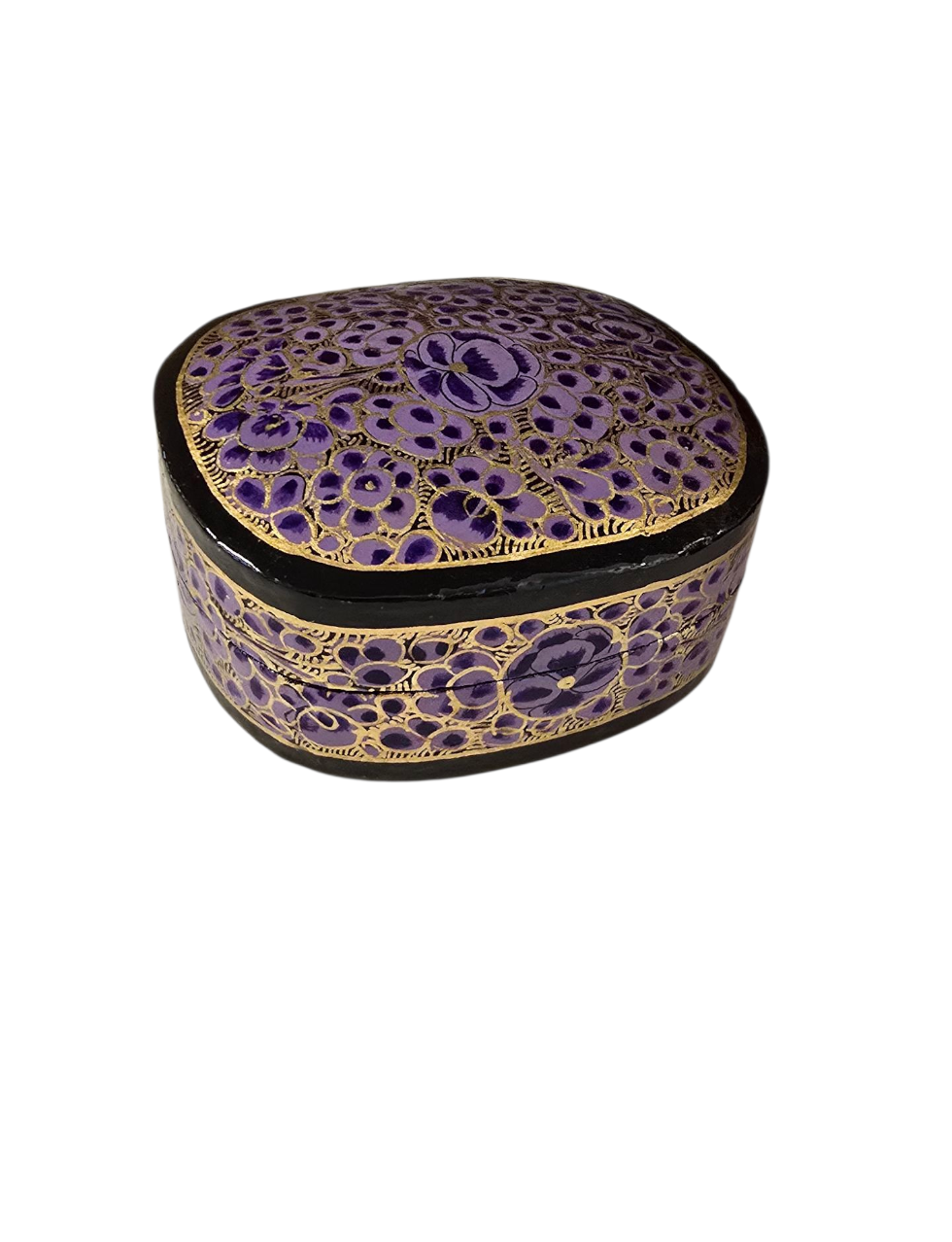 Liten håndlaget boks med lilla blomster (39)