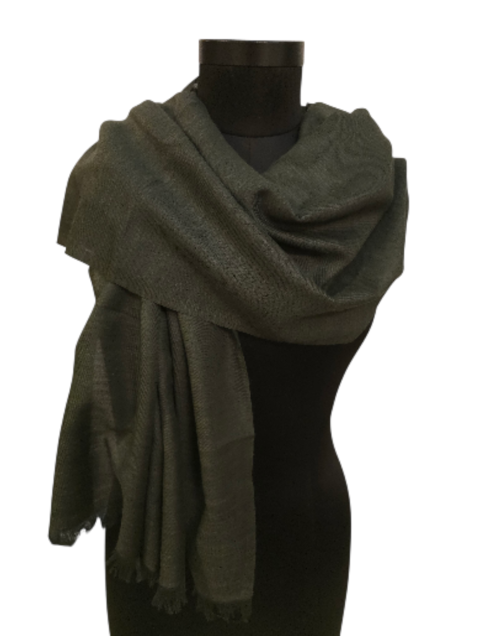 Dyp grønt skjerf i merino og bomull (08)