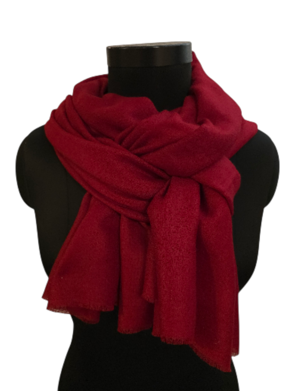 Håndvevet rødt pashmina sjal (9)