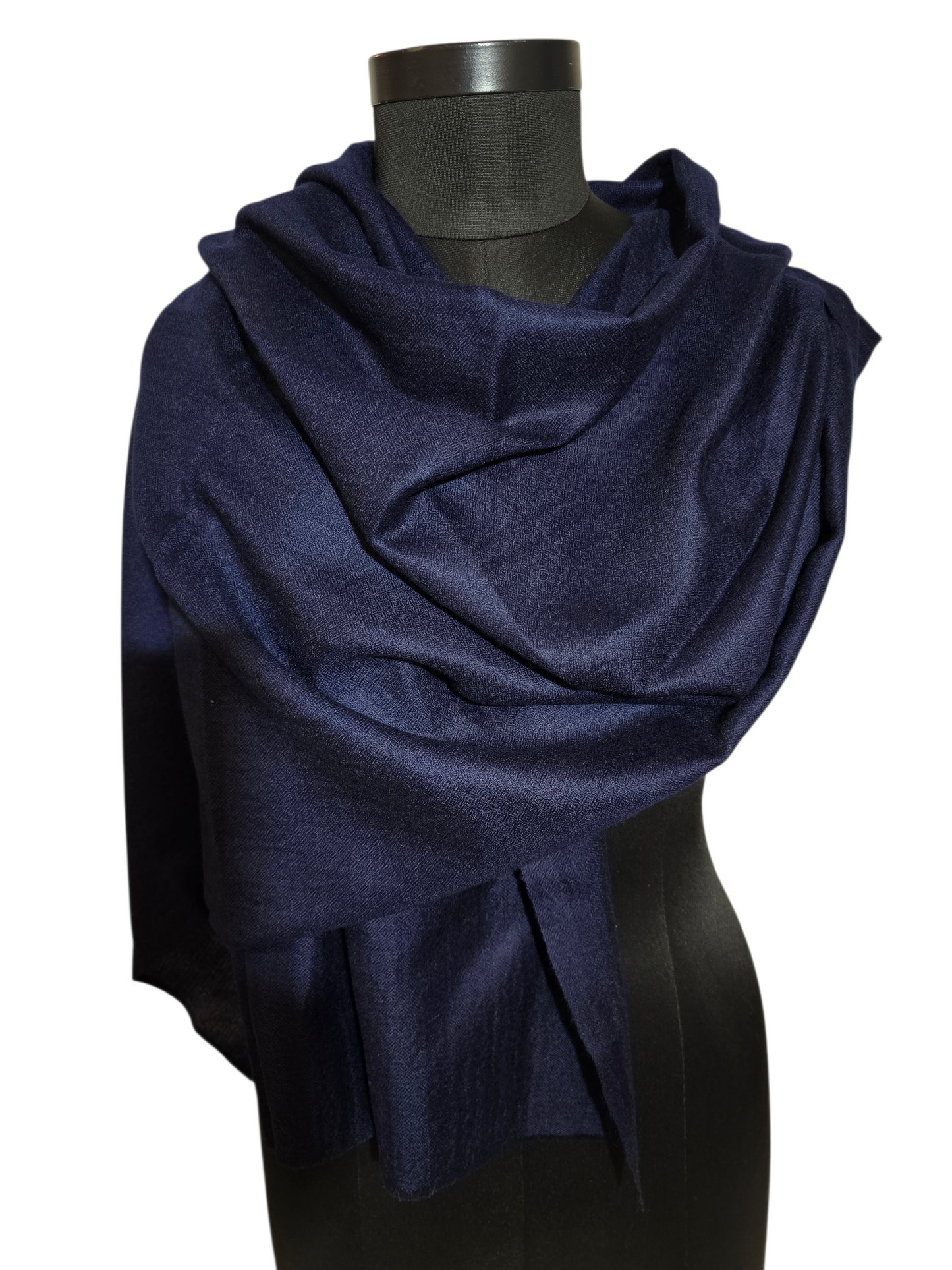 Eksklusivt håndvevet marineblått pashmina sjal (3)