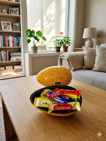 Blomstret gult påskeegg med lokk (10)