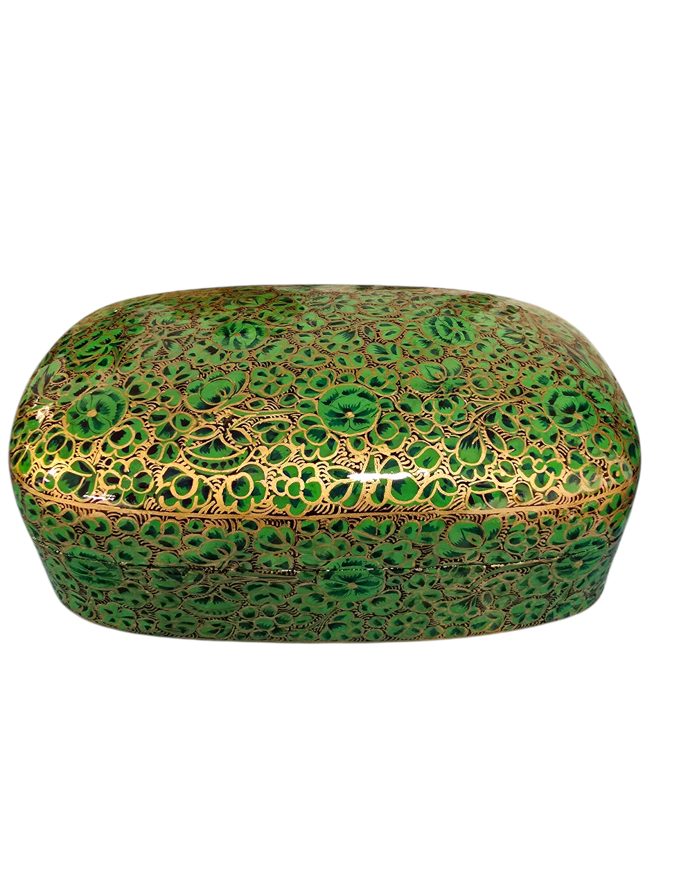 Vakkert skrin med grønne blomster og gyllen dekor (49)