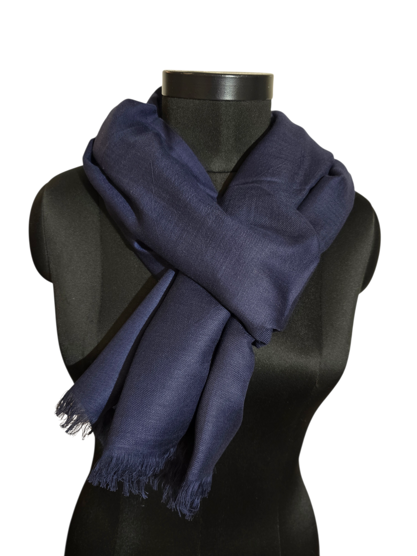 Marineblått skjerf i merino og bomull (07)