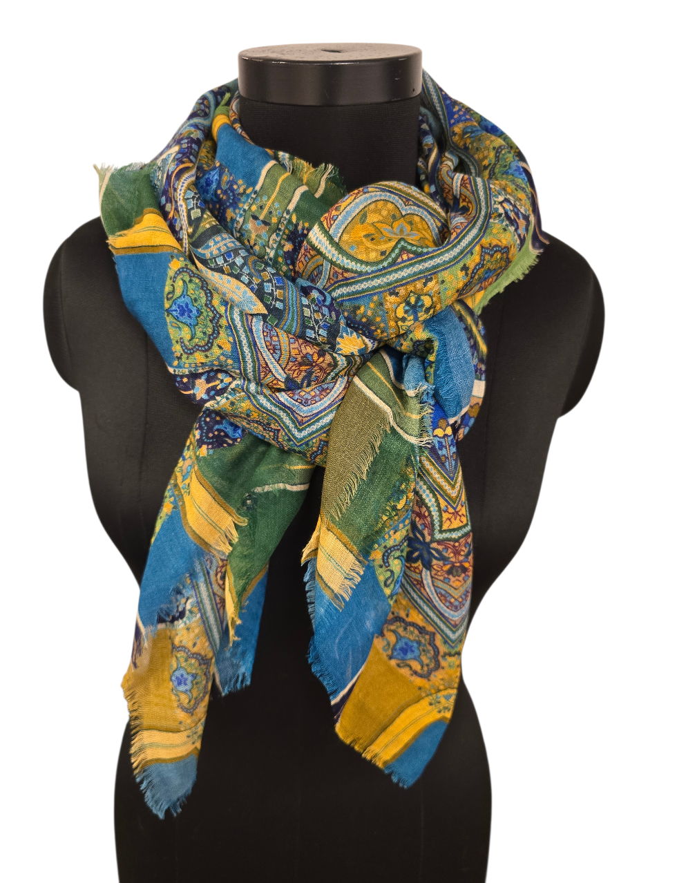 Høstpreget firkantet sjal i merino og silke (17)