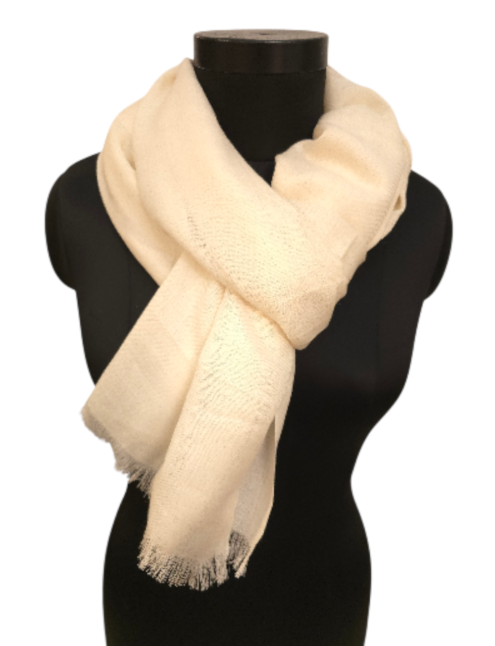 Offwhite skjerf i merino og bomull (09)