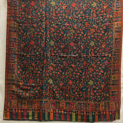 Mørkegrønt mønstervevet sjal i cashmere og merino (41)