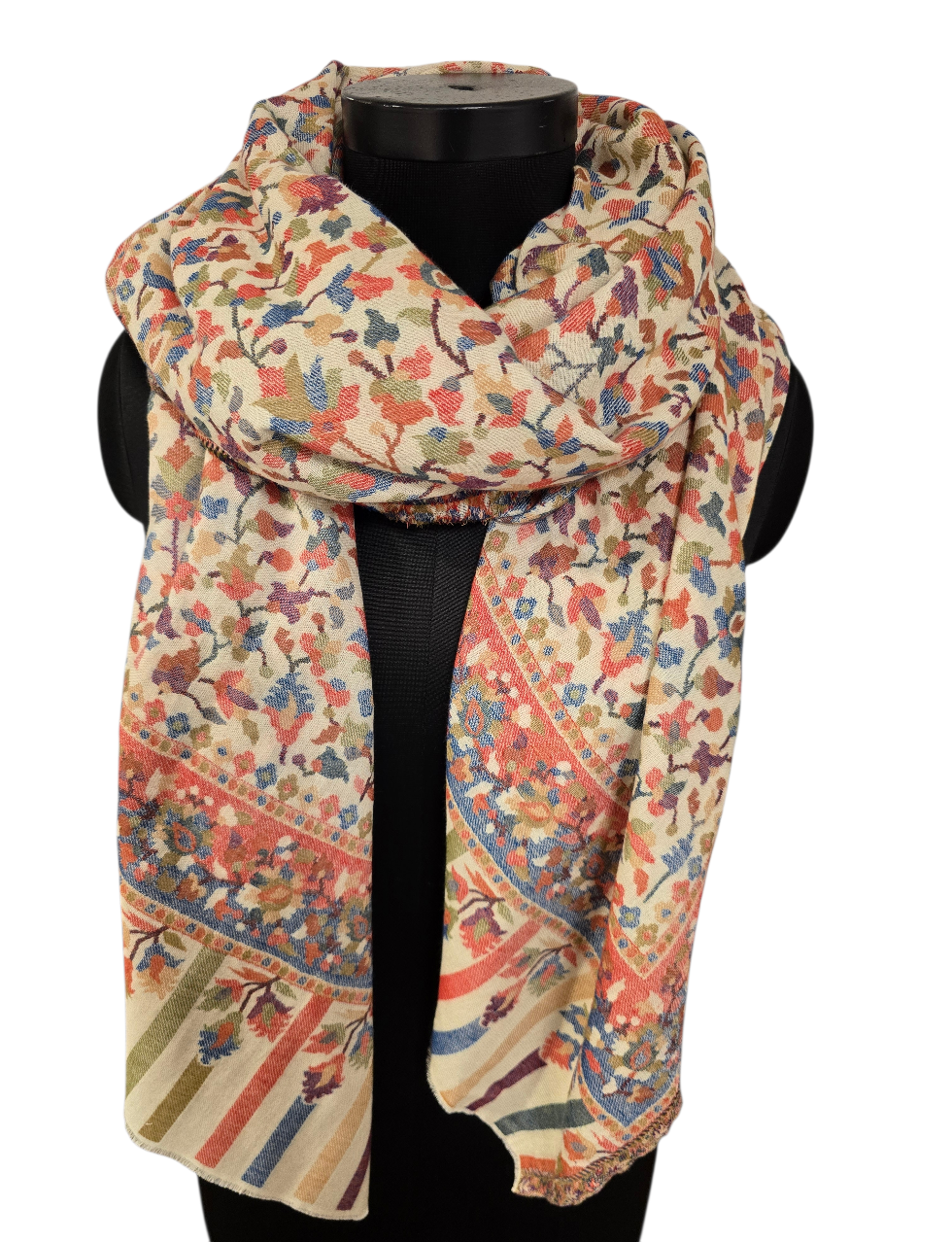 Naturfarget mønstervevet sjal i 100% merino ull (43)