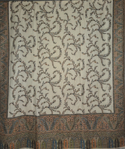 Nydelig offwhite flott sjal i ren merino ull (51)