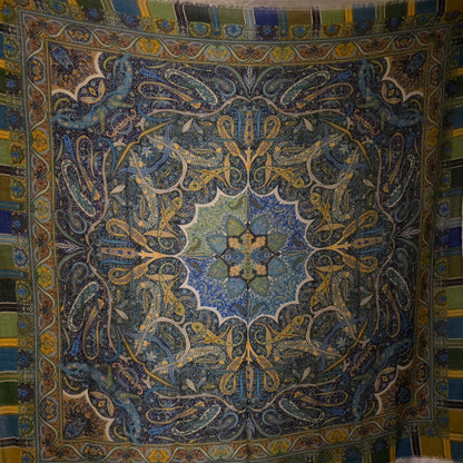 Høstpreget firkantet sjal i merino og silke (17)