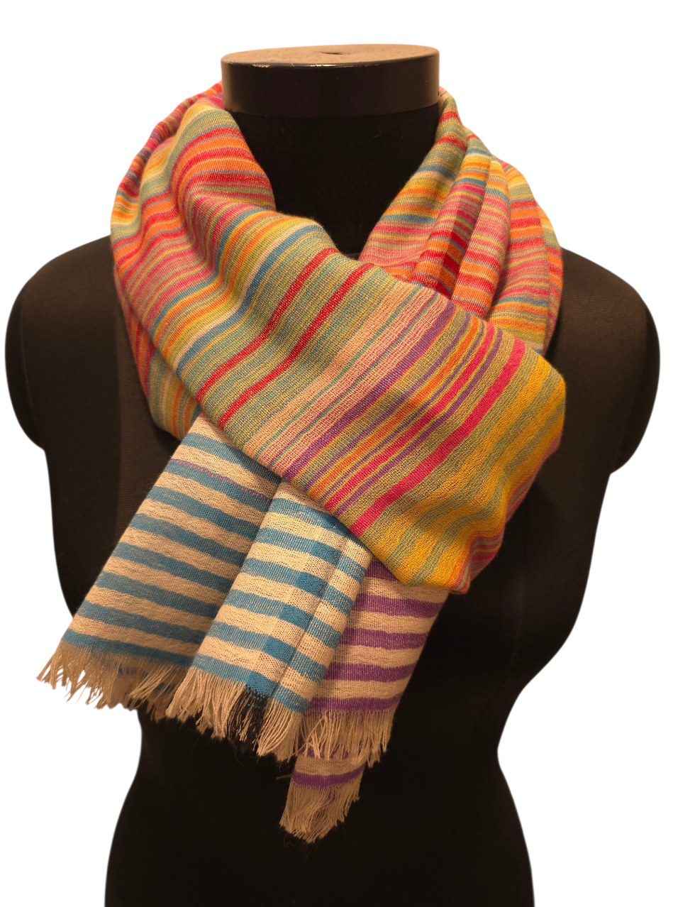 Mykt og godt ullskjerf med lyse striper (79)