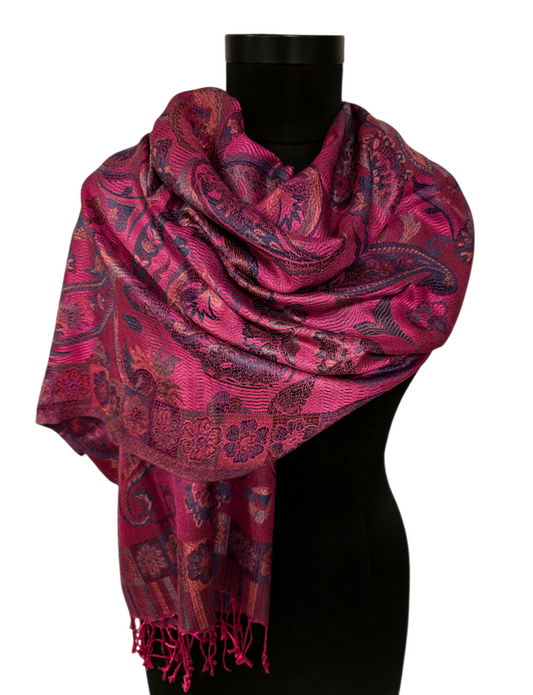 Lekkert silkesjal i gladrosa farger (38)