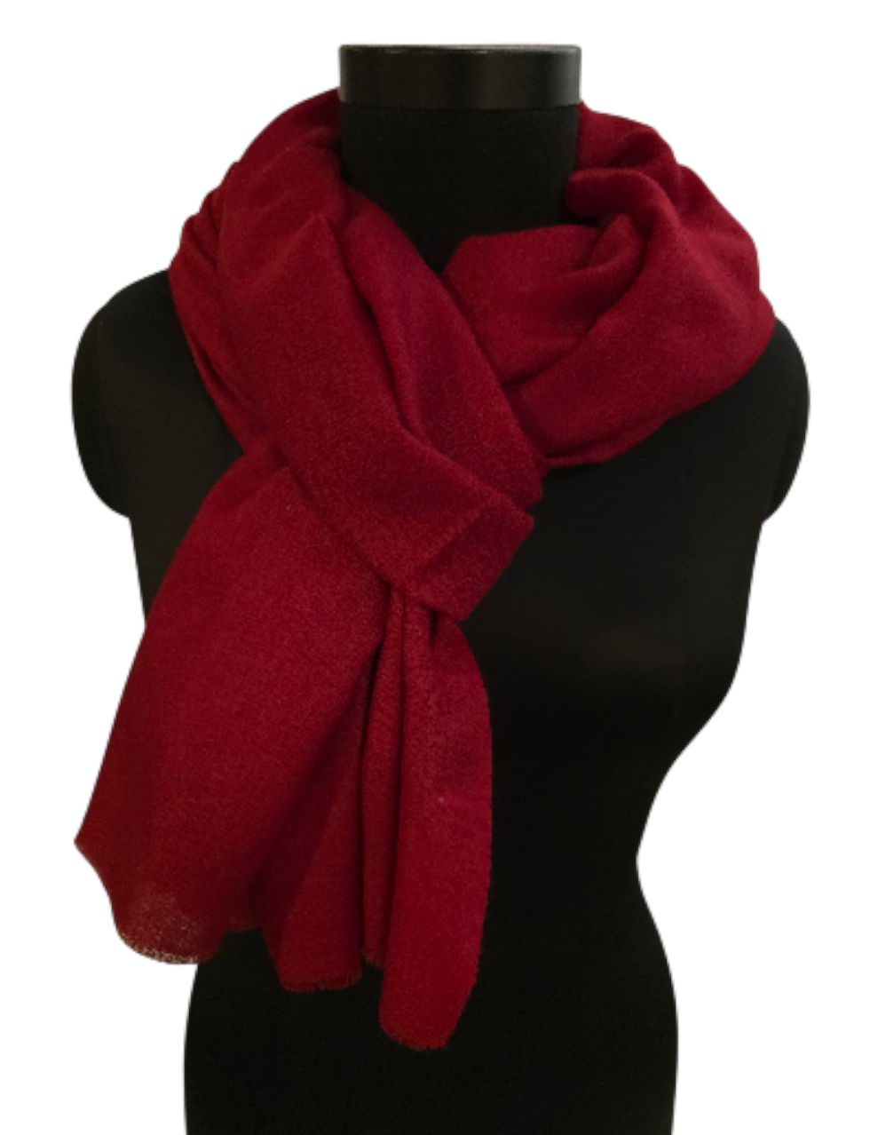 Håndvevet rødt pashmina sjal (9)