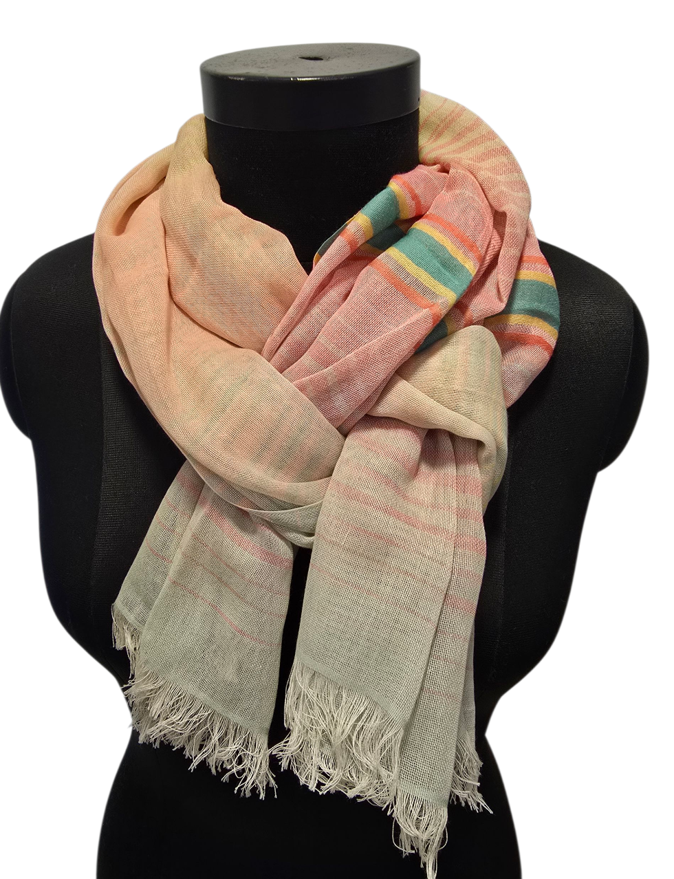 Stripete bomullsskjerf (090)