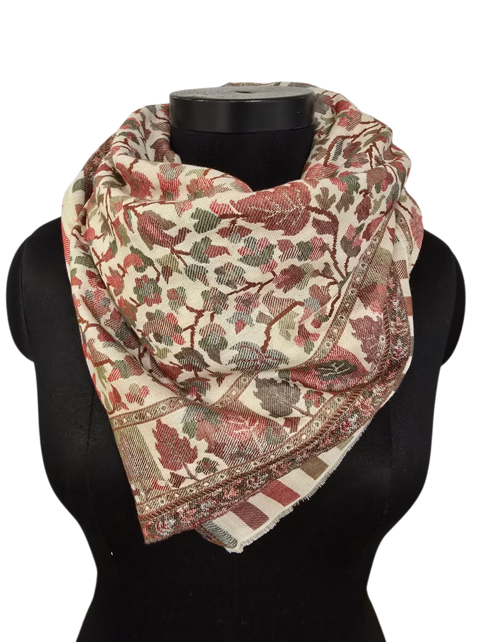 Lyst, varmt og vakkert mønstervevet sjal i 100% merino ull (44)