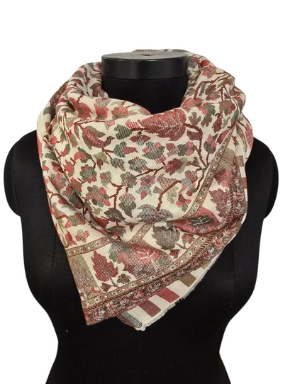 Lyst, varmt og vakkert mønstervevet sjal i 100% merino ull (44)