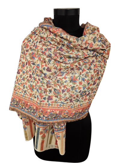 Naturfarget mønstervevet sjal i 100% merino ull (43)